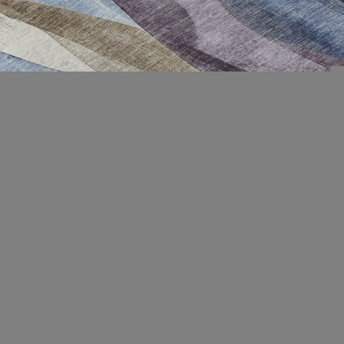9' X 12' Denim Blue Purple And Beige Abstract Washable Area Rug With UV Protection