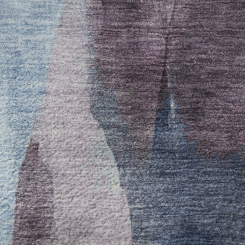 9' X 12' Denim Blue Purple And Beige Abstract Washable Area Rug With UV Protection