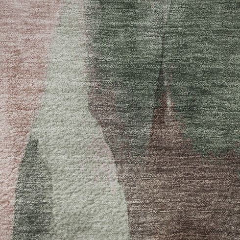8' X 10' Salmon Blue And Mauve Abstract Washable Area Rug With UV Protection