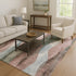 8' X 10' Salmon Blue And Mauve Abstract Washable Area Rug With UV Protection