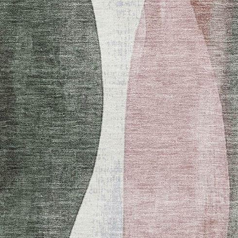 8' X 10' Salmon Blue And Mauve Abstract Washable Area Rug With UV Protection