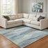 8' X 10' Teal Plum And Ivory Abstract Washable Area Rug With UV Protection