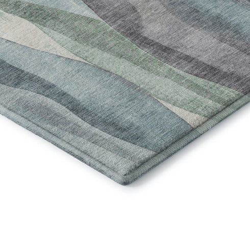 8' X 10' Teal Plum And Ivory Abstract Washable Area Rug With UV Protection