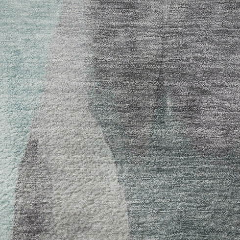 8' X 10' Teal Plum And Ivory Abstract Washable Area Rug With UV Protection