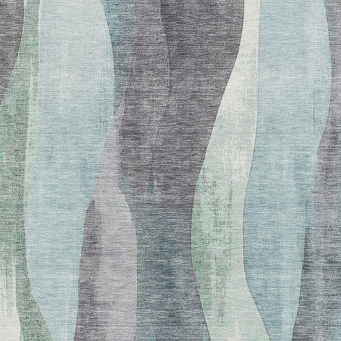 8' X 10' Teal Plum And Ivory Abstract Washable Area Rug With UV Protection