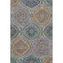 5' X 8' Blue Copper And Fern Green Floral Washable Area Rug With UV Protection