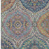 5' X 8' Blue Copper And Fern Green Floral Washable Area Rug With UV Protection