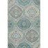 8' X 10' Teal Ivory And Beige Floral Washable Area Rug With UV Protection