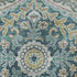 8' X 10' Teal Ivory And Beige Floral Washable Area Rug With UV Protection