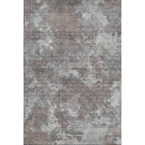 5' X 8' Brown And Gray Abstract Washable Area Rug With UV Protection