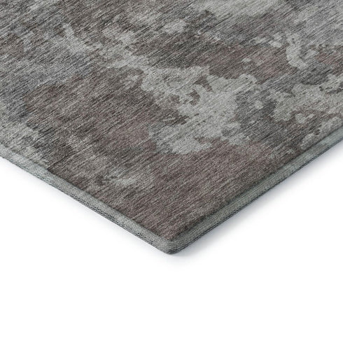 5' X 8' Brown And Gray Abstract Washable Area Rug With UV Protection