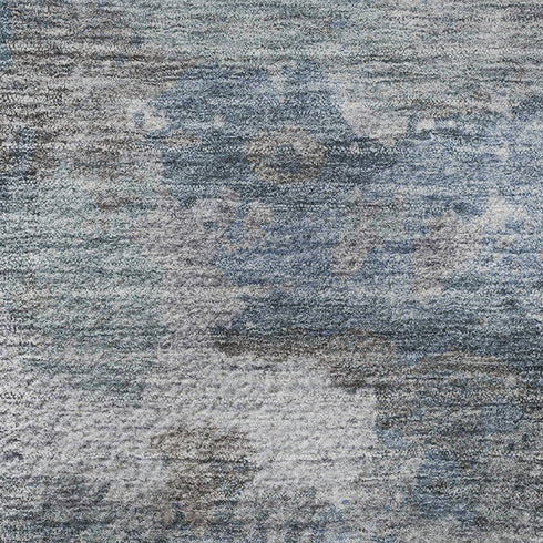 8' X 10' Denim Blue And Gray Abstract Washable Area Rug With UV Protection