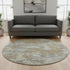 8' Gold And Gray Abstract Washable Round Rug With UV Protection