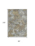 8' X 10' Gold And Gray Abstract Washable Area Rug With UV Protection