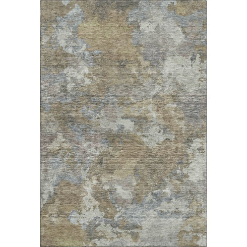 8' X 10' Gold And Gray Abstract Washable Area Rug With UV Protection