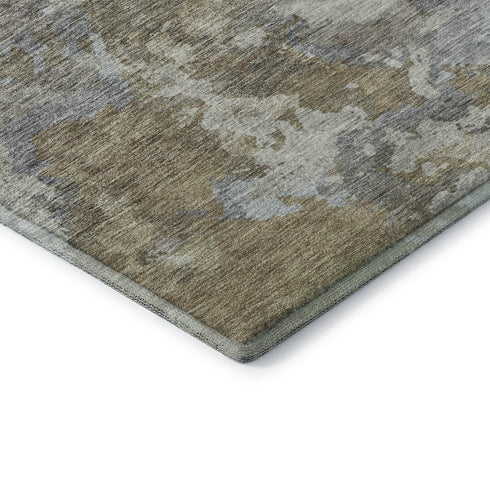 8' X 10' Gold And Gray Abstract Washable Area Rug With UV Protection