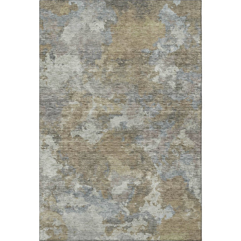 8' X 10' Gold And Gray Abstract Washable Area Rug With UV Protection