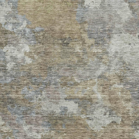 9' X 12' Gold And Gray Abstract Washable Area Rug With UV Protection