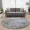 8' Lavender And Taupe Abstract Washable Round Rug With UV Protection