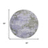 8' Lavender And Taupe Abstract Washable Round Rug With UV Protection