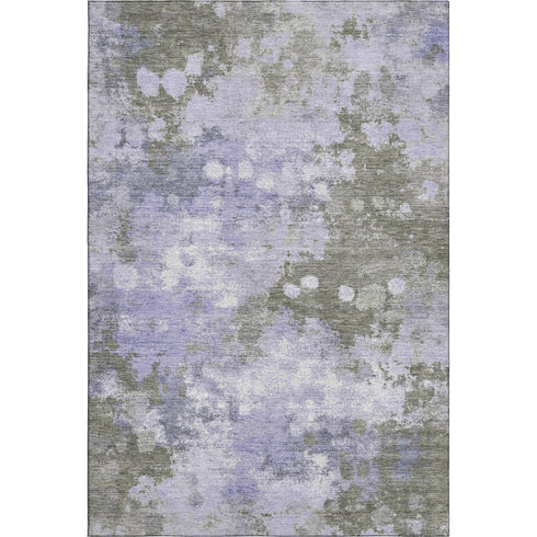 8' X 10' Lavender And Taupe Abstract Washable Area Rug With UV Protection