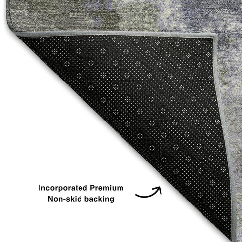 8' X 10' Lavender And Taupe Abstract Washable Area Rug With UV Protection