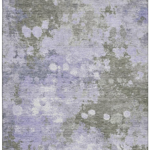 8' X 10' Lavender And Taupe Abstract Washable Area Rug With UV Protection