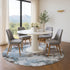 8' Sky Blue And Brown Abstract Washable Round Rug With UV Protection