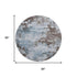 8' Sky Blue And Brown Abstract Washable Round Rug With UV Protection