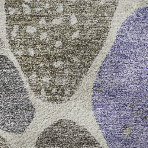 5' X 8' Chocolate Ivory And Lavender Geometric Washable Area Rug With UV Protection