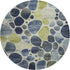 8' Denim Blue Lime Green And Ivory Geometric Washable Round Rug With UV Protection
