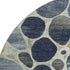 8' Denim Blue Lime Green And Ivory Geometric Washable Round Rug With UV Protection