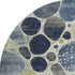 8' Denim Blue Lime Green And Ivory Geometric Washable Round Rug With UV Protection