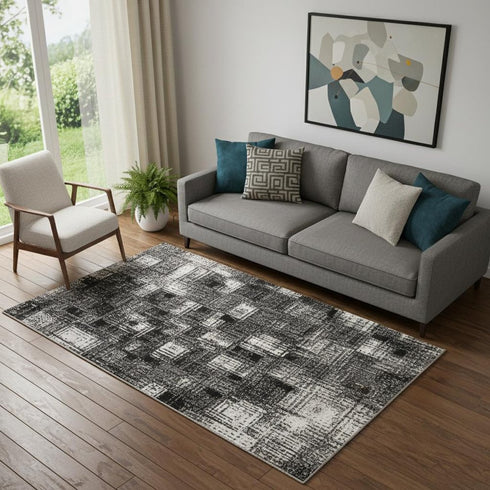 5' X 8' Blush Beige And Sage Abstract Washable Area Rug With UV Protection