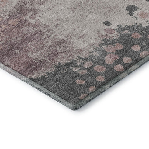 5' X 8' Blush Beige And Sage Abstract Washable Area Rug With UV Protection