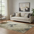 5' X 8' Rust Beige And Blue Abstract Washable Area Rug With UV Protection