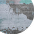 8' Teal And Taupe Abstract Washable Round Rug With UV Protection