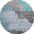 8' Teal And Taupe Abstract Washable Round Rug With UV Protection
