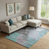 9' X 12' Teal And Taupe Abstract Washable Area Rug With UV Protection