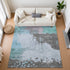 9' X 12' Teal And Taupe Abstract Washable Area Rug With UV Protection