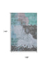 9' X 12' Teal And Taupe Abstract Washable Area Rug With UV Protection