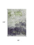 8' X 10' Artichoke Green And Eggplant Geometric Washable Area Rug With UV Protection