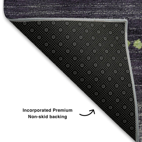 8' X 10' Artichoke Green And Eggplant Geometric Washable Area Rug With UV Protection