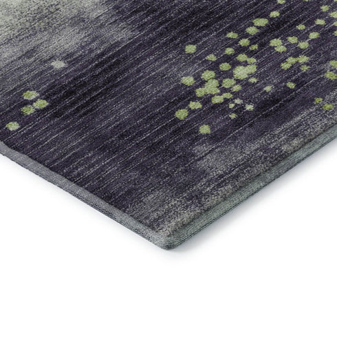 8' X 10' Artichoke Green And Eggplant Geometric Washable Area Rug With UV Protection
