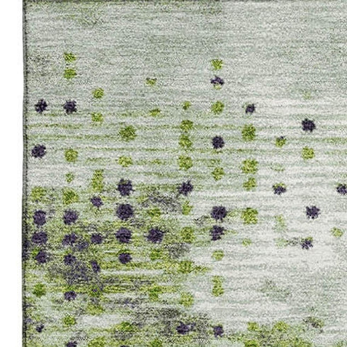 8' X 10' Artichoke Green And Eggplant Geometric Washable Area Rug With UV Protection