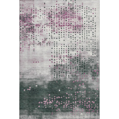 5' X 8' Blush And Emerald Geometric Washable Area Rug With UV Protection