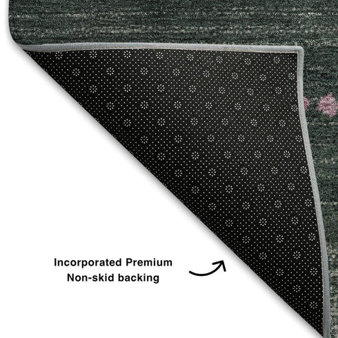 5' X 8' Blush And Emerald Geometric Washable Area Rug With UV Protection