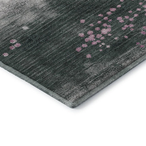 5' X 8' Blush And Emerald Geometric Washable Area Rug With UV Protection