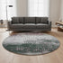 8' Blush And Emerald Geometric Washable Round Rug With UV Protection