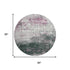 8' Blush And Emerald Geometric Washable Round Rug With UV Protection